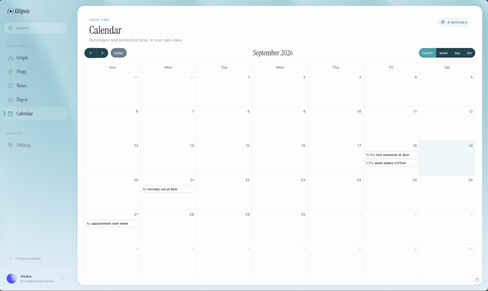 Make time visible, not stressful. Ellipsis screen